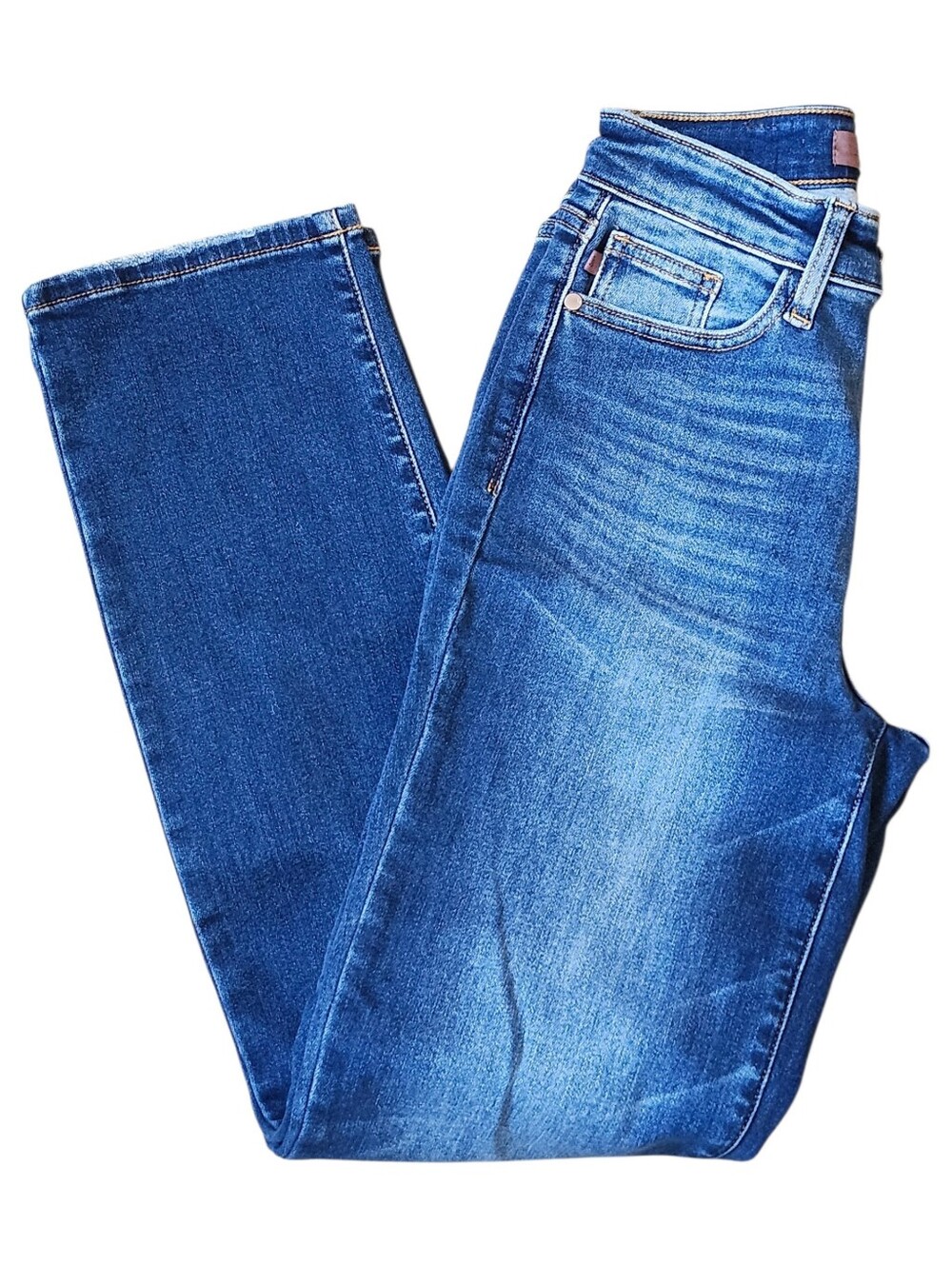 Judy Blue Thermal Straight Leg Jeans High Waist Contrast Wash Size 3 / 26